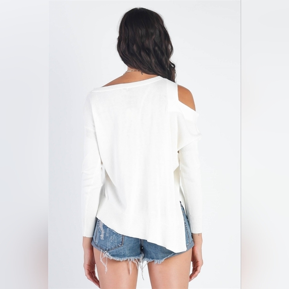 UNIQ Cold Shoulder Long Sleeve Knit Top. Hit The Like ♡ Button For SALE Price - Picture 2 of 3